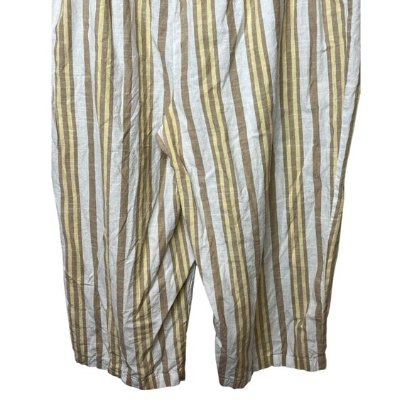 Mlle Gabrielle Plus 2X Cropped Pants Yellow White Striped High Rise Cotton - Picture 14 of 14